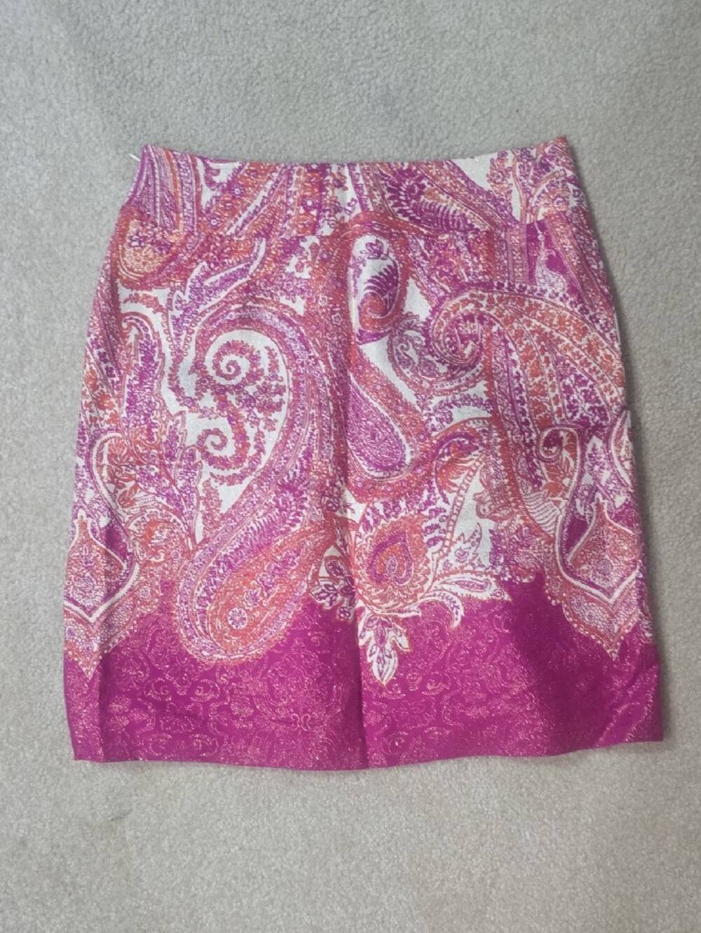 Ann Taylor Pink Paisley A-Line Skirt with Orange & Cream Accents - Picture 5 of 10